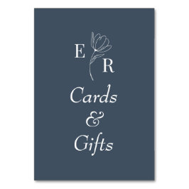 Kaarten & Cadeaus Leisteenblauwe Bloemige Monogram