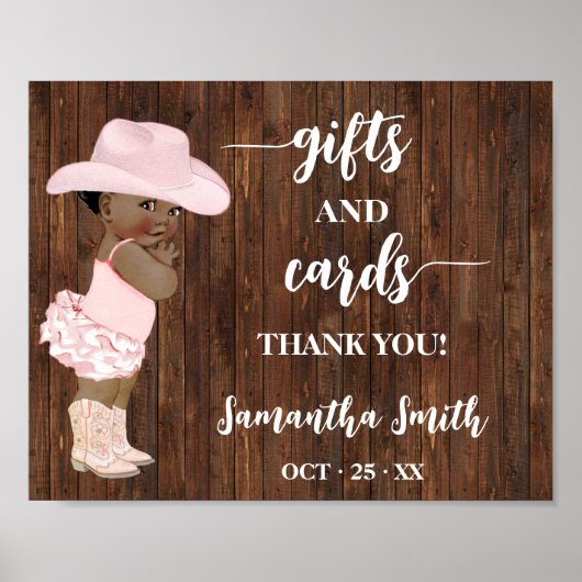 Kaarten & Cadeaus Little AA Cowgirl Baby shower Si Poster (Voorkant)