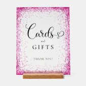 KAARTEN & CADEAUS Roze Glitter Bruiloftsfeest Acryl Bord (Voorkant)