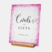KAARTEN & CADEAUS Roze Glitter Bruiloftsfeest Acryl Bord (Hoek)