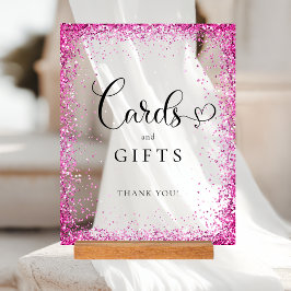 KAARTEN & CADEAUS Roze Glitter Bruiloftsfeest Acryl Bord