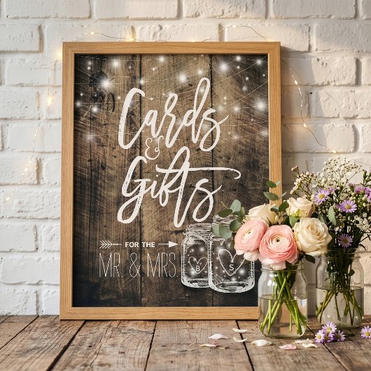 Kaarten & Cadeaus Rustic Huwelijk Houten Metselwer Poster