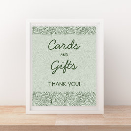 Kaarten & Cadeaus Sage Groen Bloemig Handgeschreve Poster