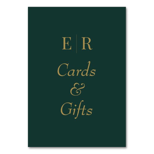 Kaarten & Cadeaus Smaragdgroen Monogram Tafelbord (Voorkant)