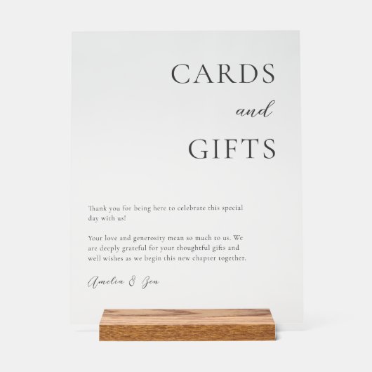 Kaarten Cadeaus Tafel Bedankt Elegant Zwart Wit Acryl Bord (Voorkant)