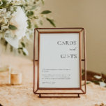 Kaarten Cadeaus Tafel Bedankt Elegant Zwart Wit Poster<br><div class="desc">Spreek je dankbaarheid uit met dit elegante "Kaarten en geschenken" teken, ideaal voor bruiloften of speciale feesten. Met zijn minimalistische ontwerp en verfijnde typografie is dit afdrukbare of gedrukte teken een doordachte manier om uw gasten te begeleiden en hen te bedanken voor hun liefde en vrijgevigheid. Personaliseer het om de...</div>