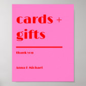 Kaarten Cadeaus Vet Typografie Roze Rood Trouwbord Poster (Voorkant)