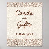 Kaarten & Cadeaus Warm Bruin Bloemendecor Handgesc Poster (Voorkant)
