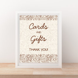 Kaarten & Cadeaus Warm Bruin Bloemendecor Handgesc Poster