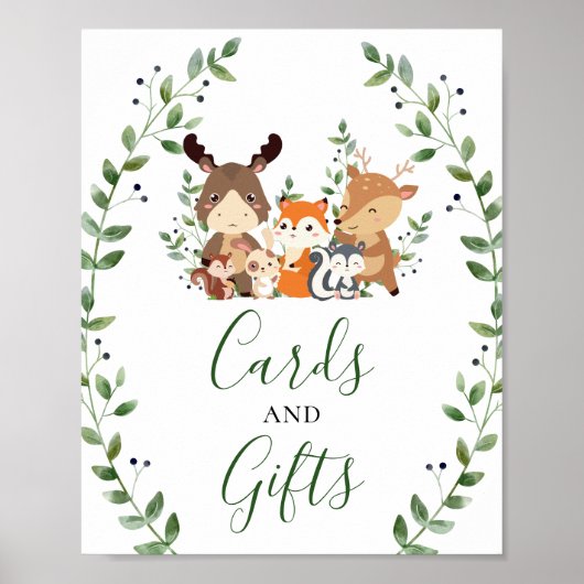 Kaarten & Cadeaus Woodland Animals Baby shower Par Poster (Voorkant)