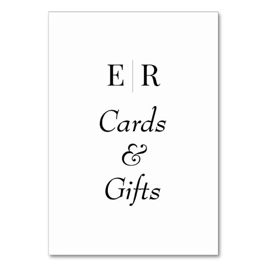 Kaarten & Cadeaus Zwart en Wit Monogram Tafelbord (Voorkant)
