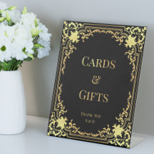 Kaarten & Cadeaus Zwart & Goud Bruiloft Elegant Vi