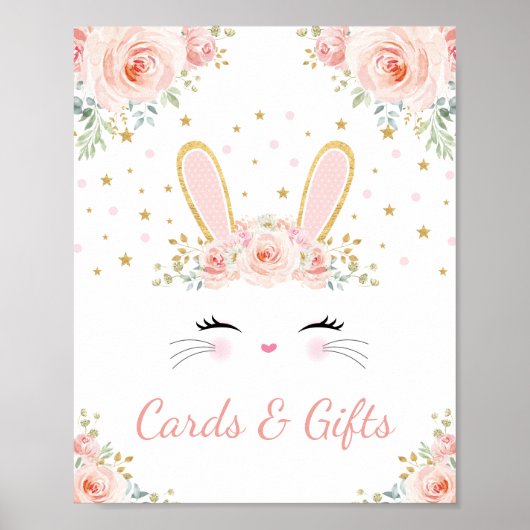 Kaarten & cadeautjes / Blush Floral Bunny Rabbit P Poster (Voorkant)