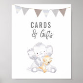 Kaarten & cadeautjes Moderne Baby olifant Genderne Poster (Voorkant)