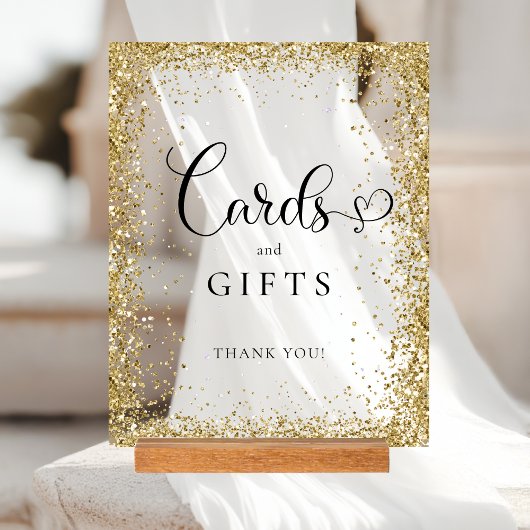 KAARTEN & CADOUWARTIKELEN Gouden Glitter Bruilofts Acryl Bord
