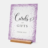 KAARTEN & CADOUWARTIKELEN Paarse Glitter Bruilofts Acryl Bord (Hoek)