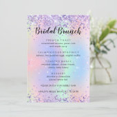 Kaarten Elegant Glitter Sparkly Bridal Brunch Menu (Staand voorkant)