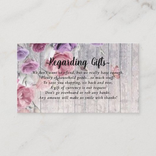 Kaarten Elegant Rustic Floral Honeymoon Fund (Voorkant)