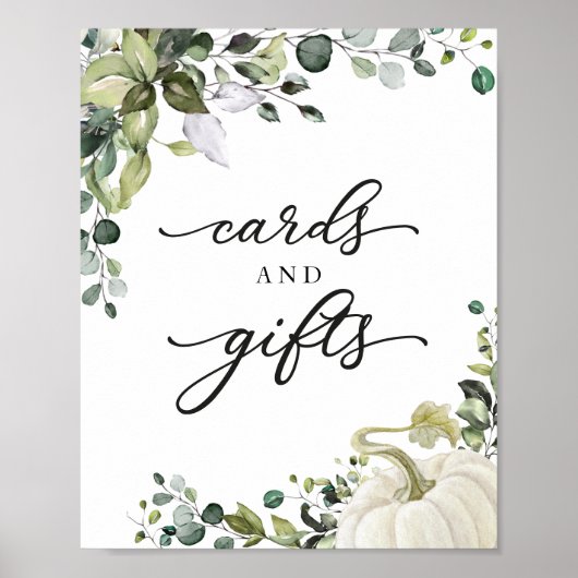 Kaarten en  Baby shower voor groene Herfst Poster (Voorkant)