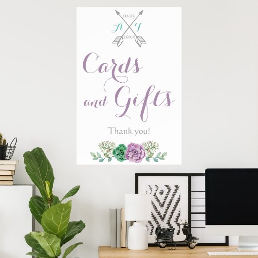 Kaarten en bruinkool voor het huwelijk poster (Thuiskantoor)