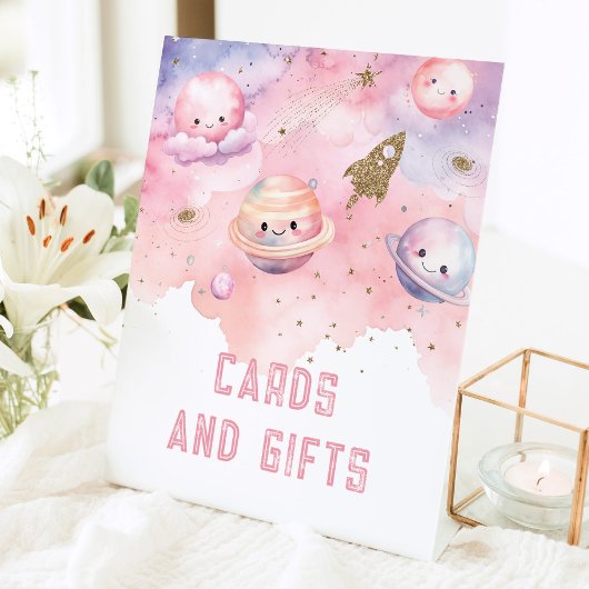 Kaarten en cadeau Outer Space planeten verjaardags Reclamebord Met Voetstuk