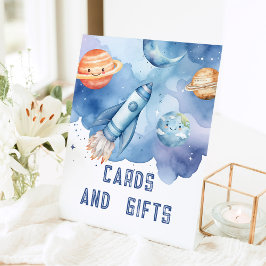 Kaarten en cadeau Outer Space planeten verjaardags Reclamebord Met Voetstuk