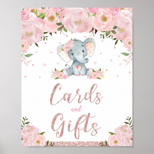 Kaarten en cadeaubonbons Elephant Birthday Baby sh Poster (Voorkant)