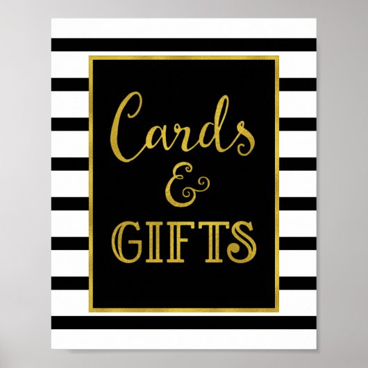 Kaarten en cadeaubonbons Gold Black Stripes Poster (Voorkant)