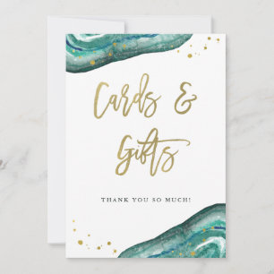 Kaarten en cadeaubonnen Blauwgroen Geode en goud