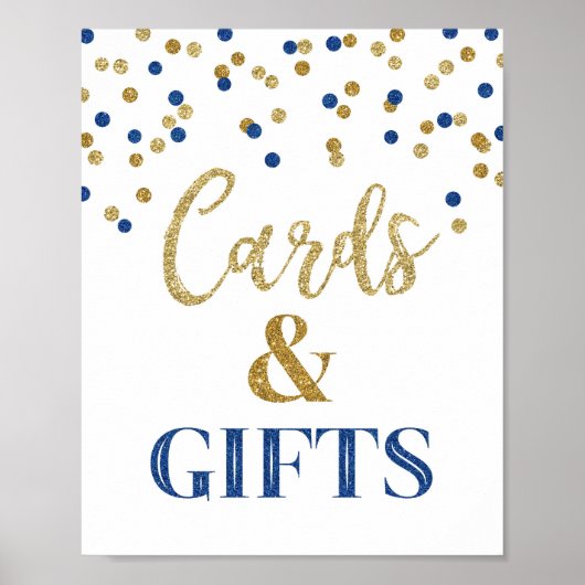 Kaarten en cadeaubonnen Confetti Blauwe Goud Poster (Voorkant)