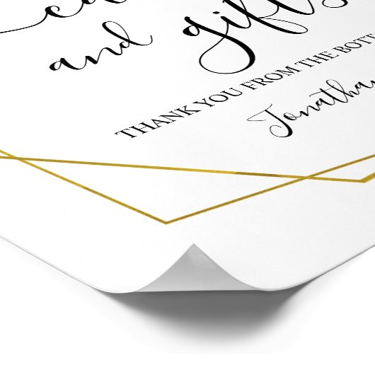 Kaarten en cadeaubonnen voor bruiloft, groen goude poster (Hoek)