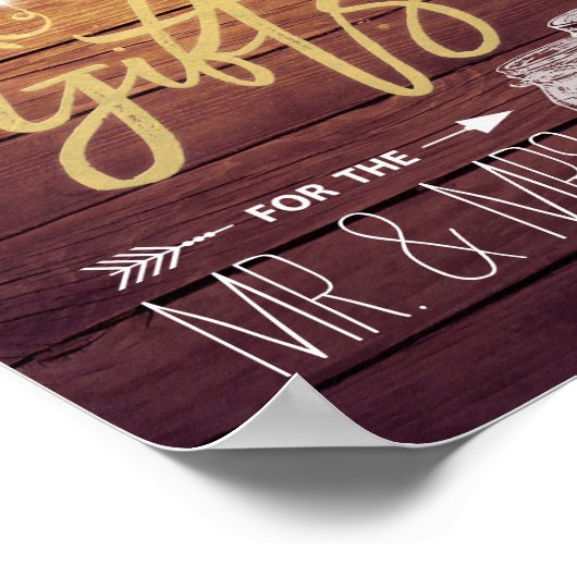 Kaarten en cadeaubonnen voor bruiloft Rustic Wood Poster (Hoek)