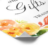 Kaarten en cadeaubonnen | Waterverf Peach Floral Poster (Hoek)