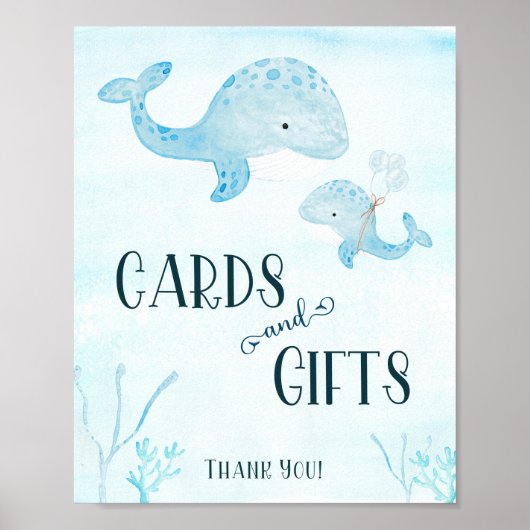 Kaarten en cadeaubonzen van waterverf Baby shower Poster (Voorkant)