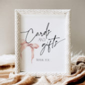 Kaarten en Cadeaubordje met blush roze strik Reclamebord Met Voetstuk