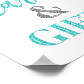 Kaarten en cadeaus Baby Shower Bord Blauwe Zilvere Poster (Hoek)