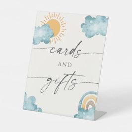 Kaarten en cadeaus baby shower zonneschijn reclamebord met voetstuk