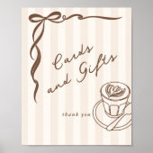 Kaarten en cadeaus Bebe Cafe Bruine Strik Handgete Poster (Voorkant)