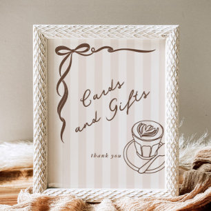 Kaarten en cadeaus Bebe Cafe Bruine Strik Handgete Poster