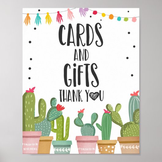 Kaarten en cadeaus Bedankt Cactus Fiesta Tafelbord Poster (Voorkant)