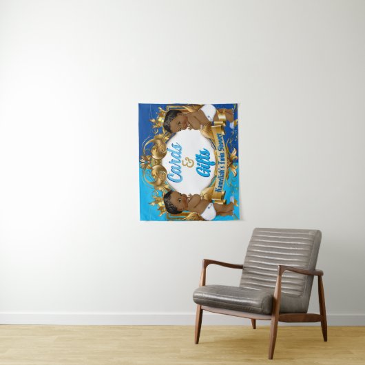 Kaarten en cadeaus blauw | Gold Royal Twin Baby sh Wandkleed (In situ)