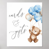 Kaarten en Cadeaus Blauwe Teddybeer Baby Shower Bo Poster (Voorkant)