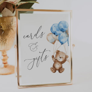 Kaarten en Cadeaus Blauwe Teddybeer Baby Shower Bo Poster