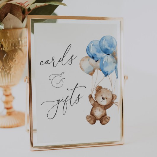 Kaarten en Cadeaus Blauwe Teddybeer Baby Shower Bo Poster