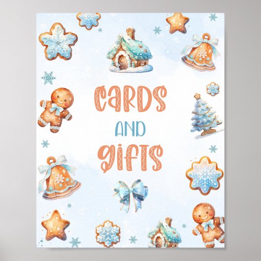 Kaarten en cadeaus Blue Cookie Kerstdag Poster (Voorkant)