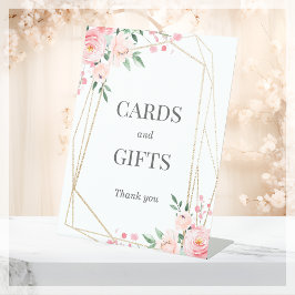 Kaarten en cadeaus | Blush Pink Floral Wedding Reclamebord Met Voetstuk
