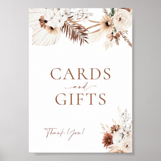 Kaarten en Cadeaus Boho Pampas Trouwbord Poster (Voorkant)