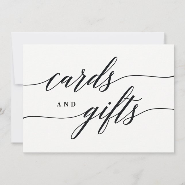 Kaarten en cadeaus bord - modern script (Voorkant)