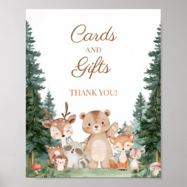 Kaarten en cadeaus bord Woodland Dieren Baby Showe Poster