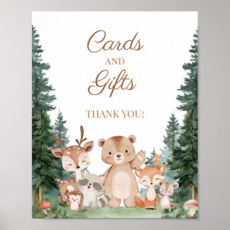 Kaarten en cadeaus bord Woodland Dieren Baby Showe Poster